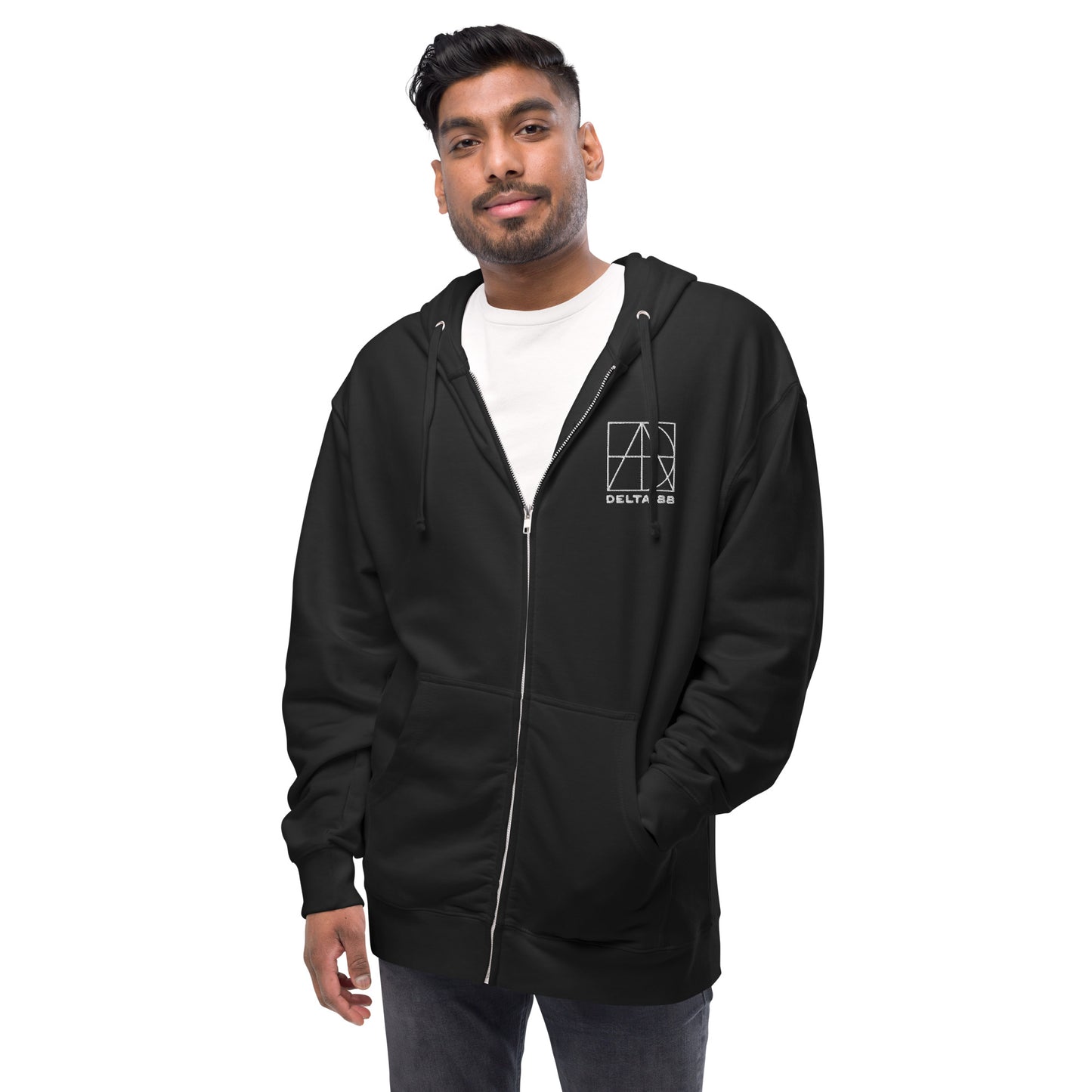 Delta 88 Black Unisex fleece zip up hoodie